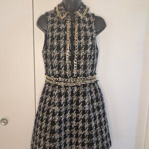 ALICE + OLIVIAEllis chain-embellished checked tweed mini dress EUC SZ 4